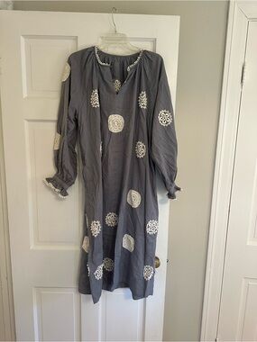 Gray Crochet Appliqué Midi Coverup